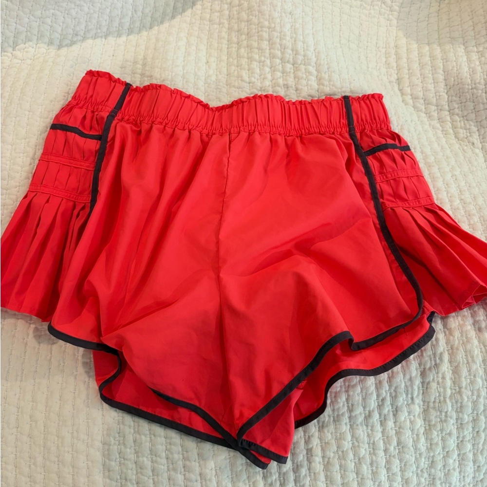Vibrant Red Women's Athletic Shorts with Black Trim